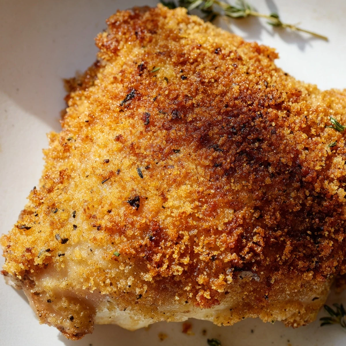 Golden-brown Crispy Supper Chicken thighs and drumsticks on a wire rack, fresh from the oven.