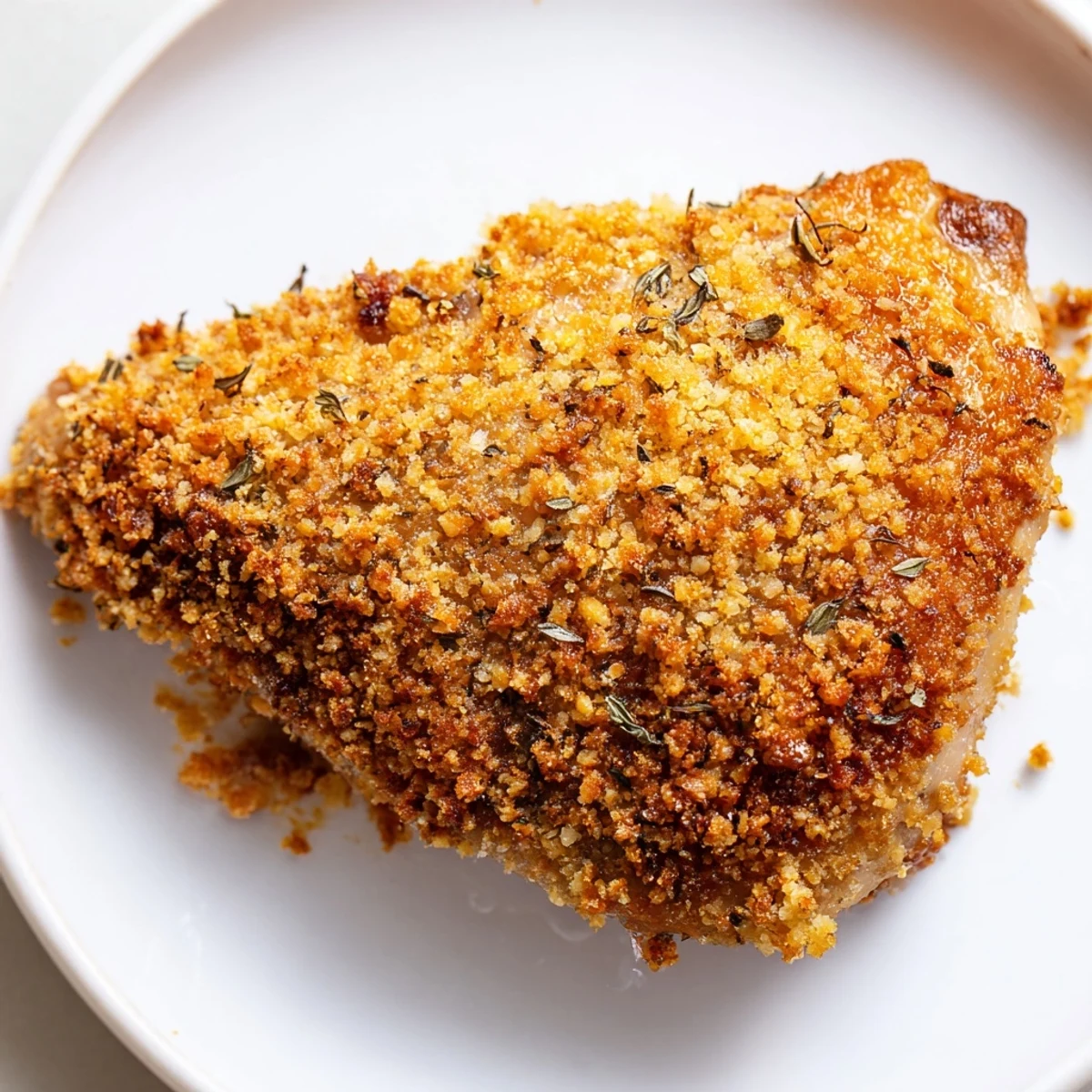 Sizzling Crispy Supper Chicken pieces glistening with olive oil, showcasing a perfectly crunchy breadcrumb coating.
