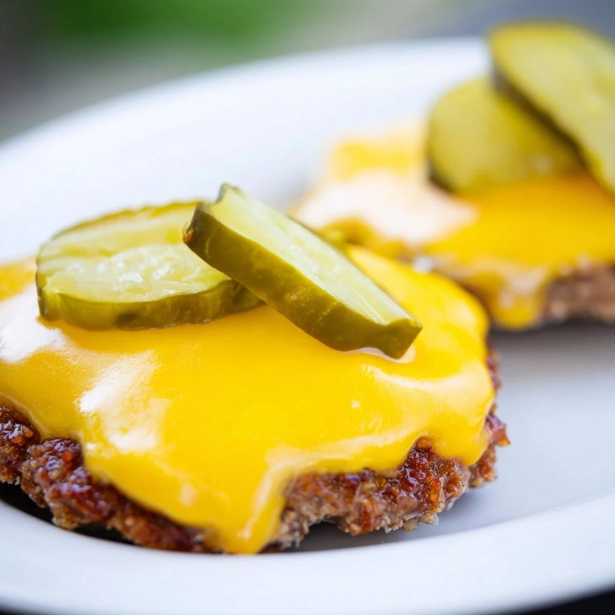 A juicy ground turkey burger with cheese and pickles, served alongside crispy sweet potato fries for a complete meal.