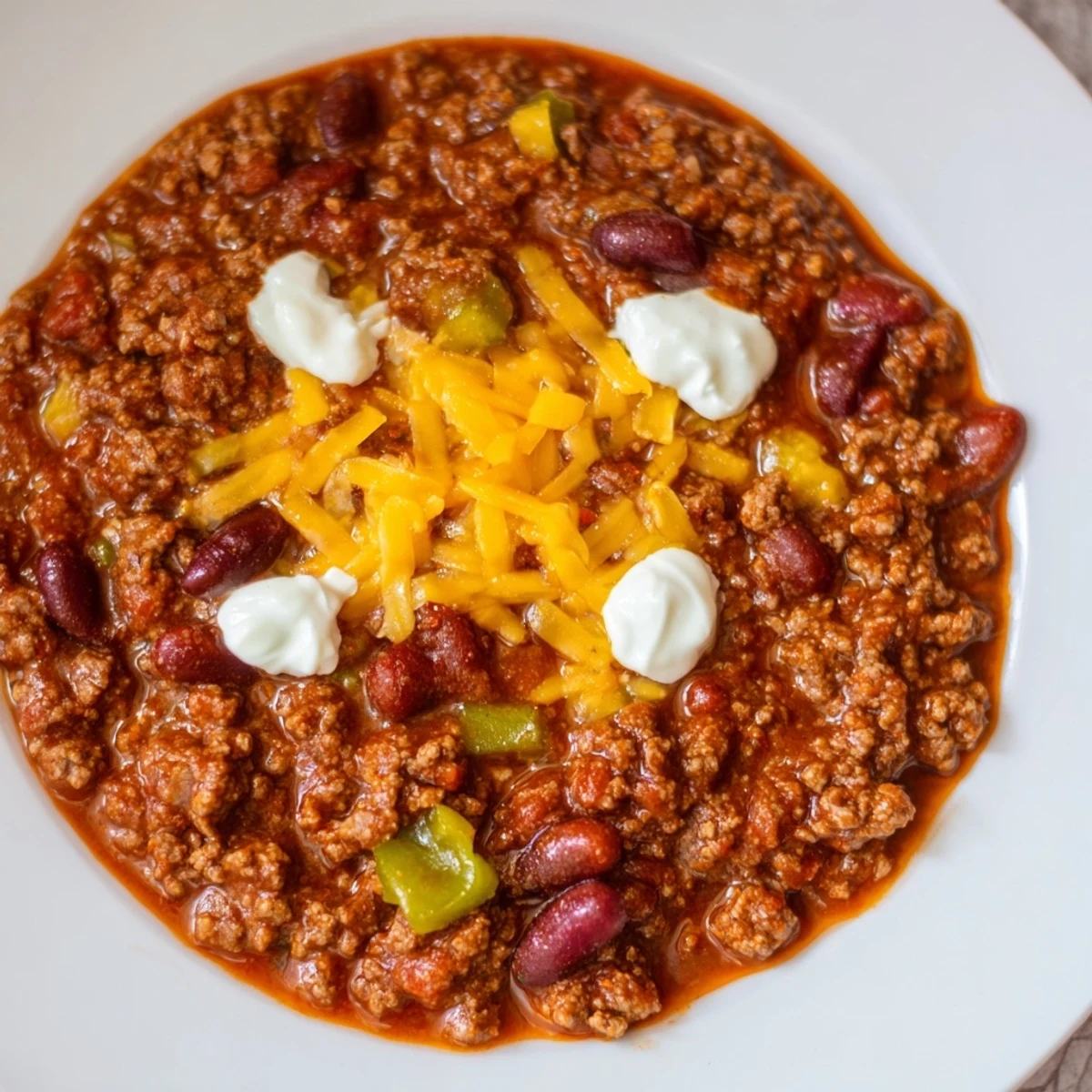 Spoonful of savory Tailgate Beef Chili with Beans steaming over cornbread, packed with tender ground beef and bold spices.