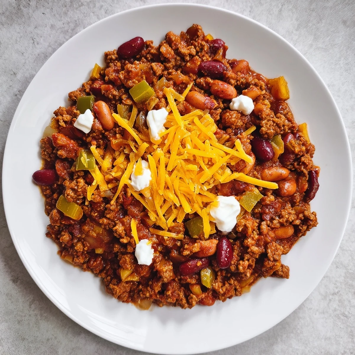 Ladling hot Tailgate Beef Chili with Beans into a red bowl, garnished with fresh cilantro and diced jalapeños for kick.