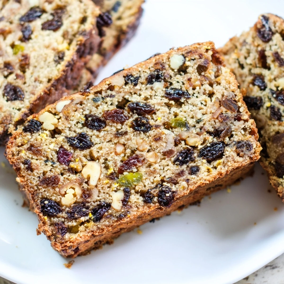 Slice of Irish Tea Cake showing moist crumb and buttered edge, ready for afternoon tea.