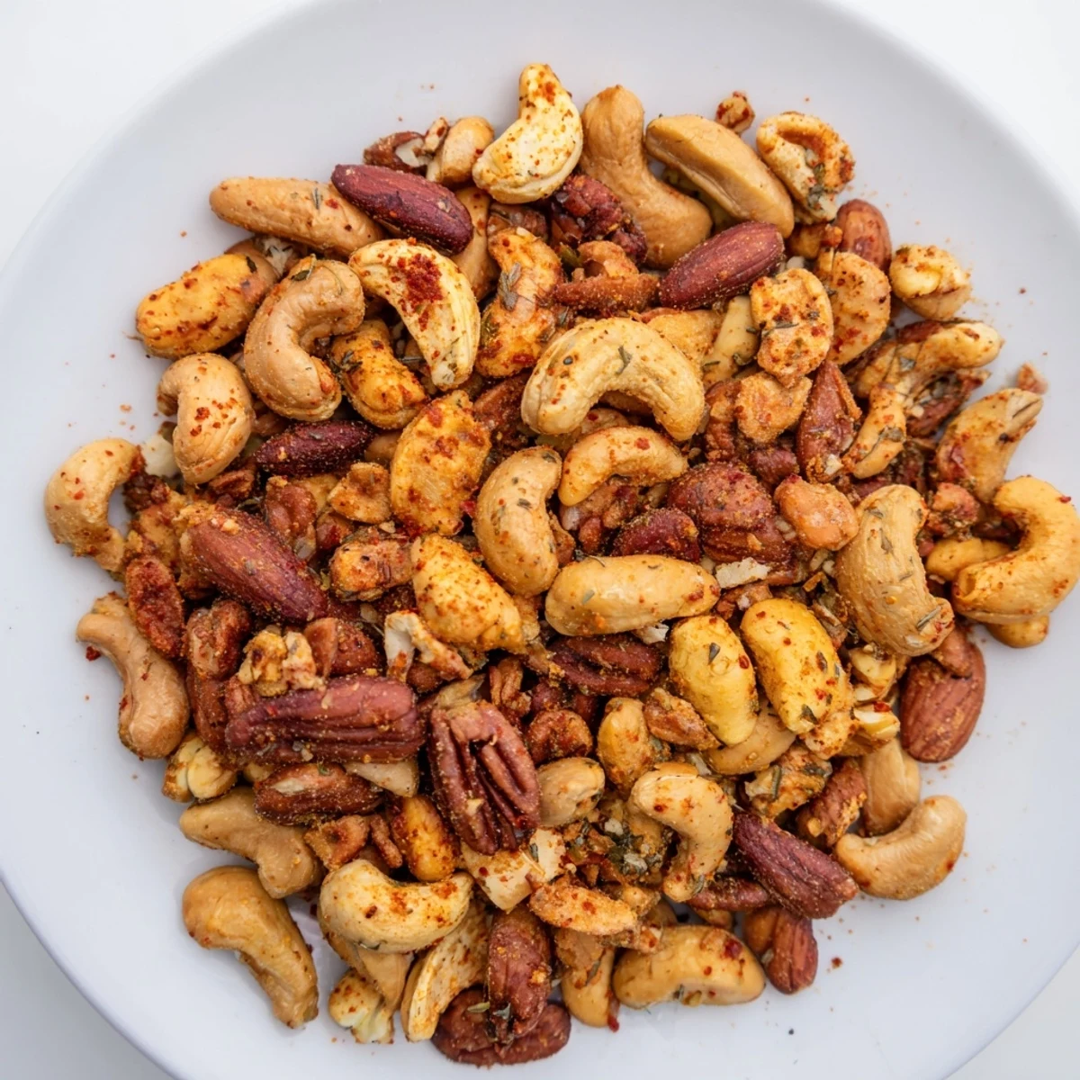 A bowl of Spicy Nuts Mix with Cajun Seasoning served alongside a chilled beer for game day.