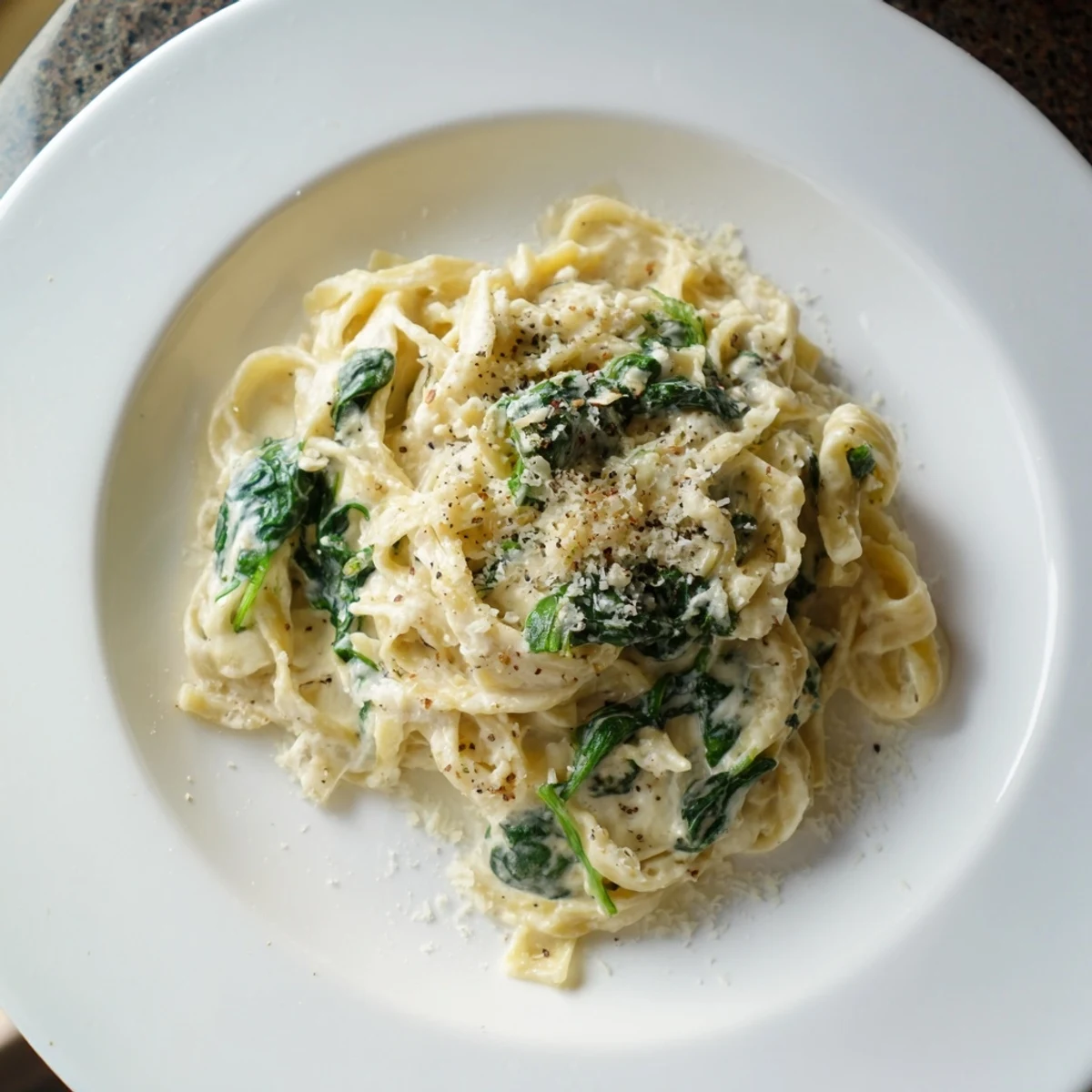 Freshly grated Parmesan and a sprinkle of black pepper garnish this easy weeknight Italian-inspired vegetarian pasta dinner.