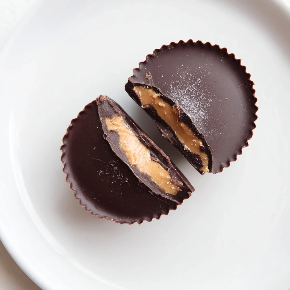 Creamy peanut butter filling encased in dark chocolate, these Chocolate Peanut Butter Cups are a rich homemade dessert served chilled.