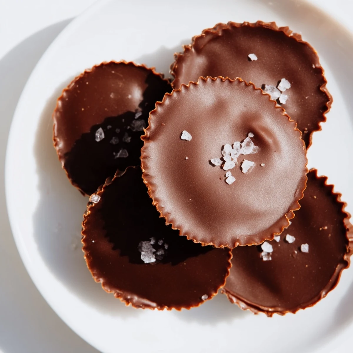 Golden-brown Chocolate Peanut Butter Cups with visible peanut butter swirls, set on a rustic wooden board for a cozy snack presentation.