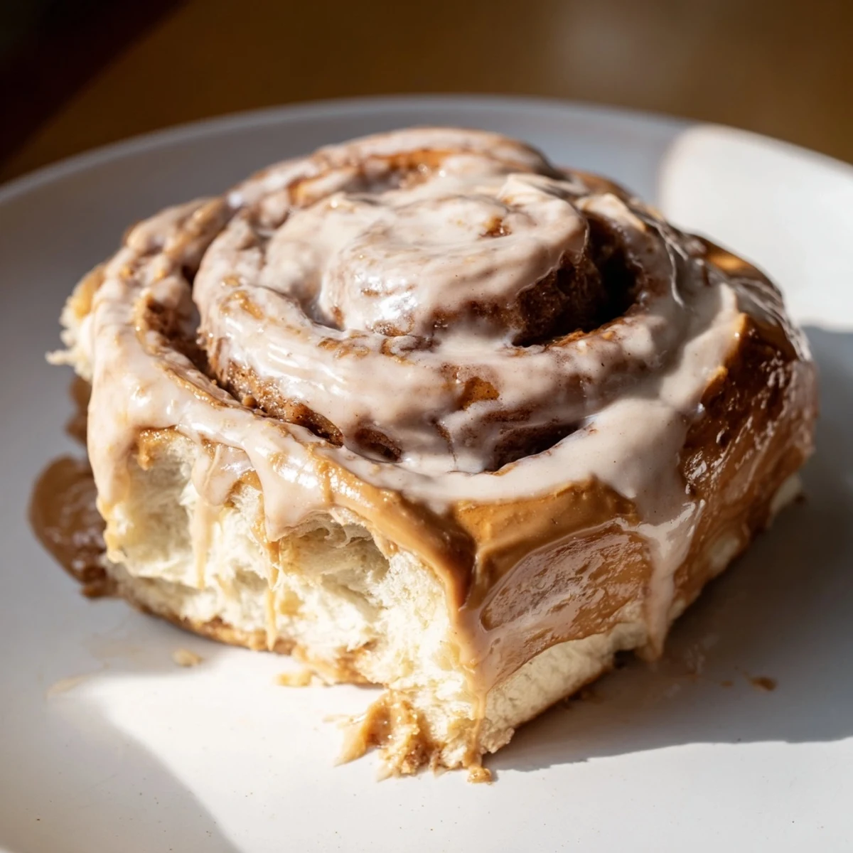 Warm Soft and Gooey Biscoff Cinnamon Rolls swirled with cookie spread and dusted with powdered sugar.