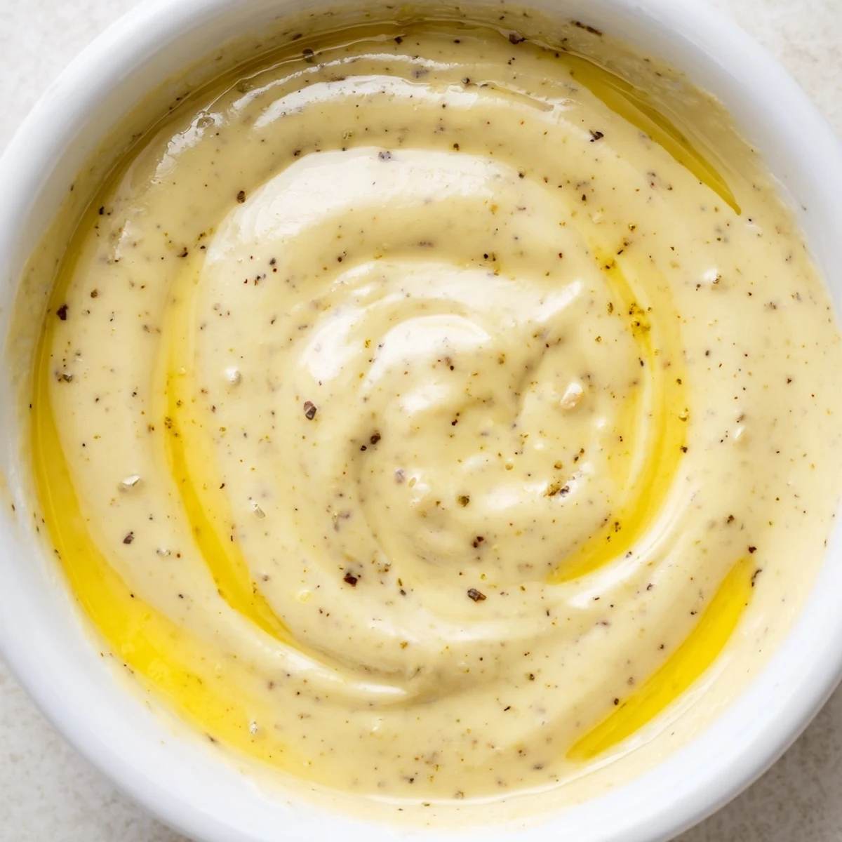 Golden Lemon Dijon Dressing emulsified in a jar for easy serving.