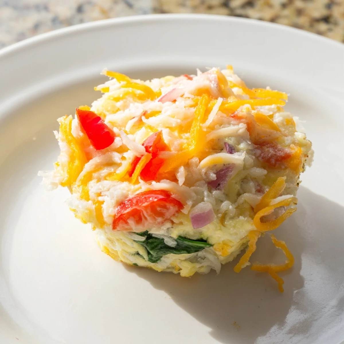 Fluffy Best Frittata Egg Muffins baked golden in a muffin tin, filled with spinach and cheddar.