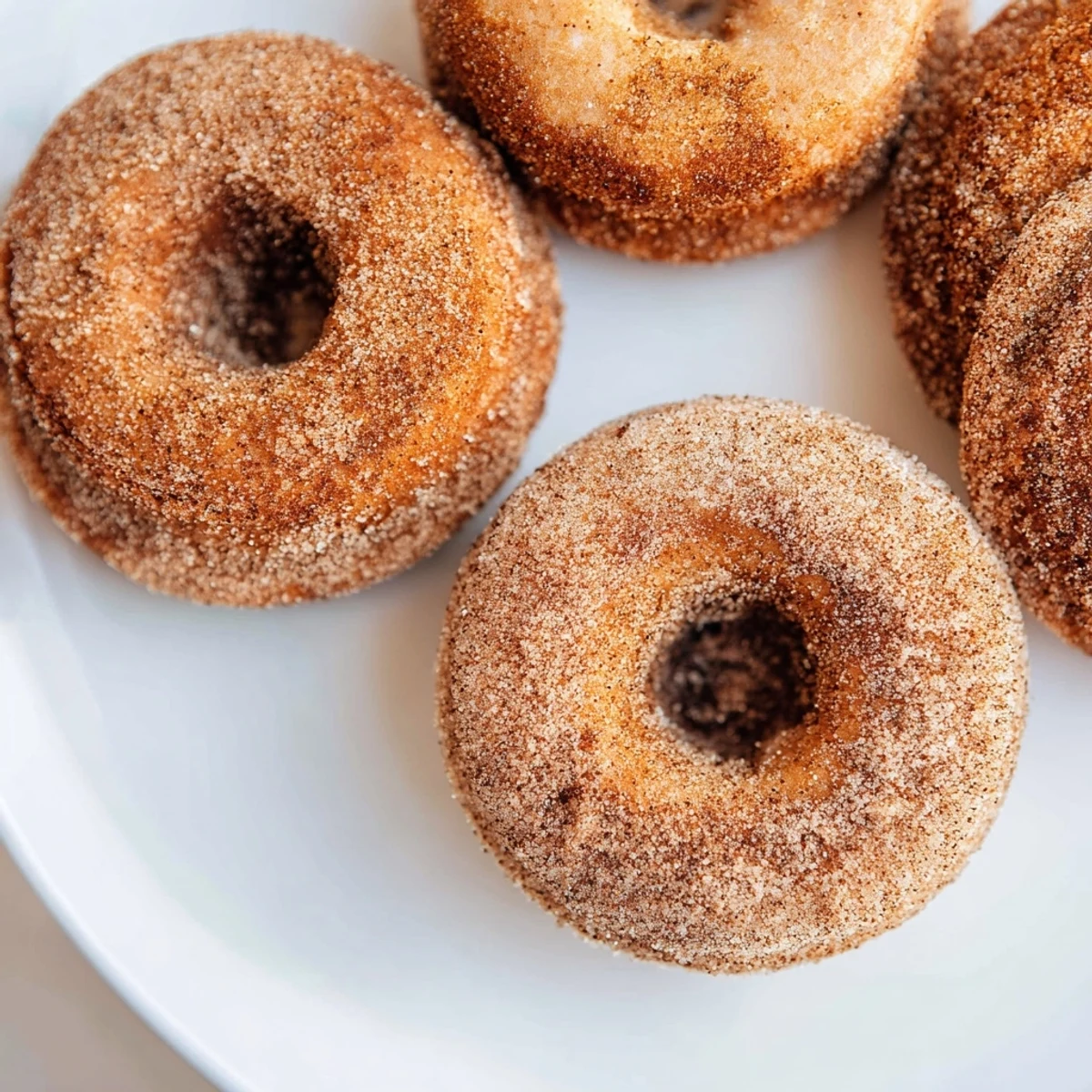 Twelve soft baked Delicious Baked Cinnamon Sugar Donuts You Cant Resist arranged on a wire rack after rolling in cinnamon sugar.