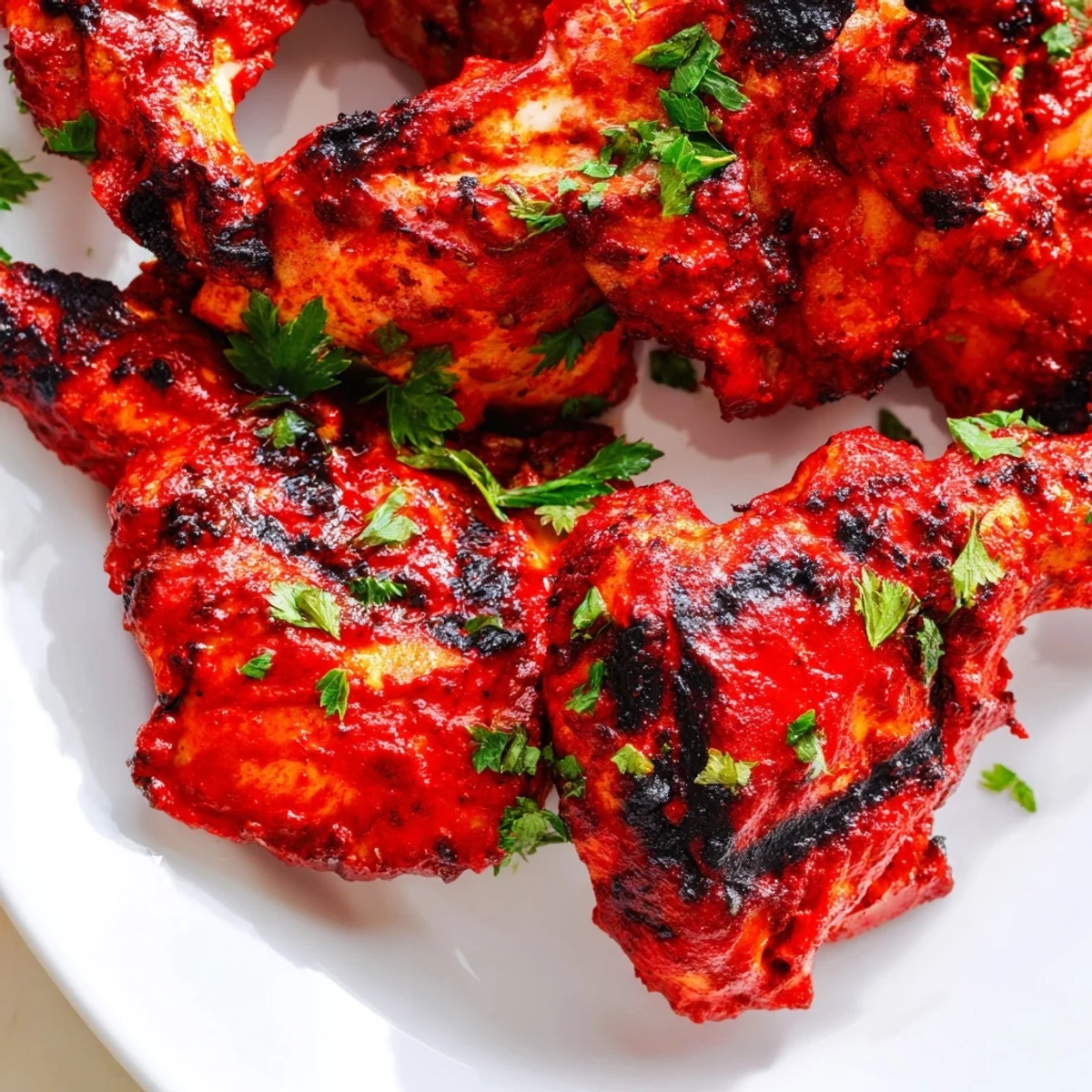 Golden peri peri chicken Portuguese style with charred crispy skin and vibrant red spicy marinade
