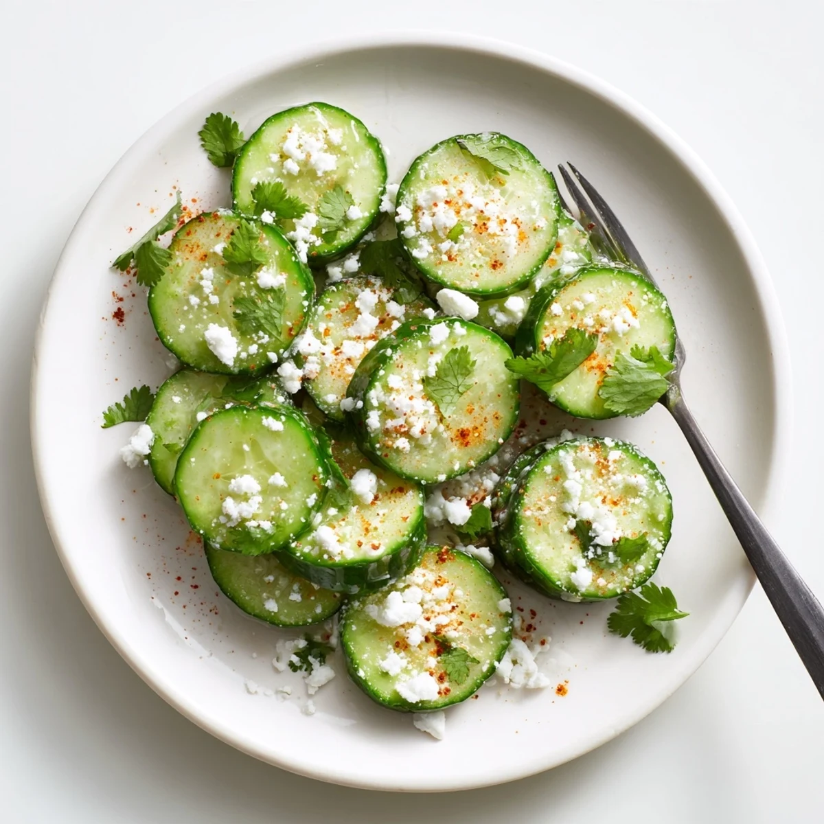 Crisp cucumber slices sprinkled with Tajín seasoning and fresh lime juice for a refreshing summer snack