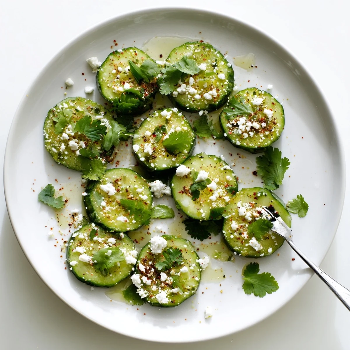 Vegan Mexican style cucumbers tossed with tangy lime and chili powder served in a white bowl
