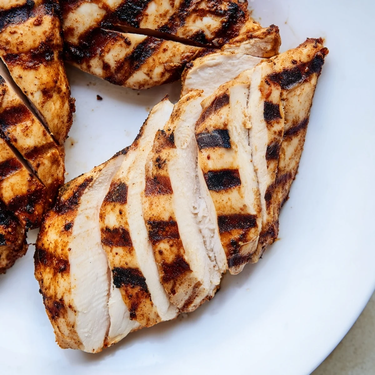 Golden grilled Fiery Mediterranean Chicken with smoky spice char resting alongside crisp cucumber salad