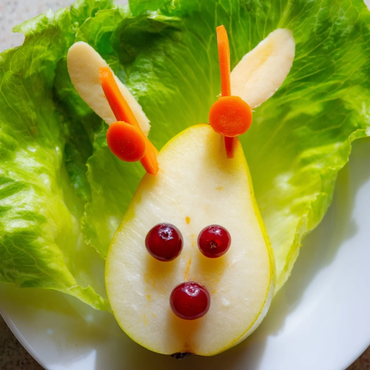 Adorable fruit bunny salad featuring cottage cheese tails and almond ears on plates