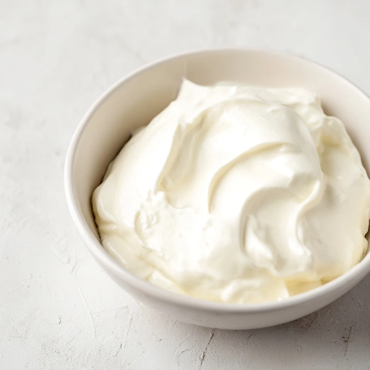 Homemade Greek yogurt in a white bowl topped with fresh berries and honey drizzle