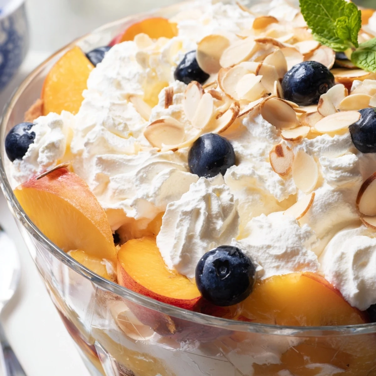 Velvety whipped cream drapes over golden peaches in this peaches and cream salad
