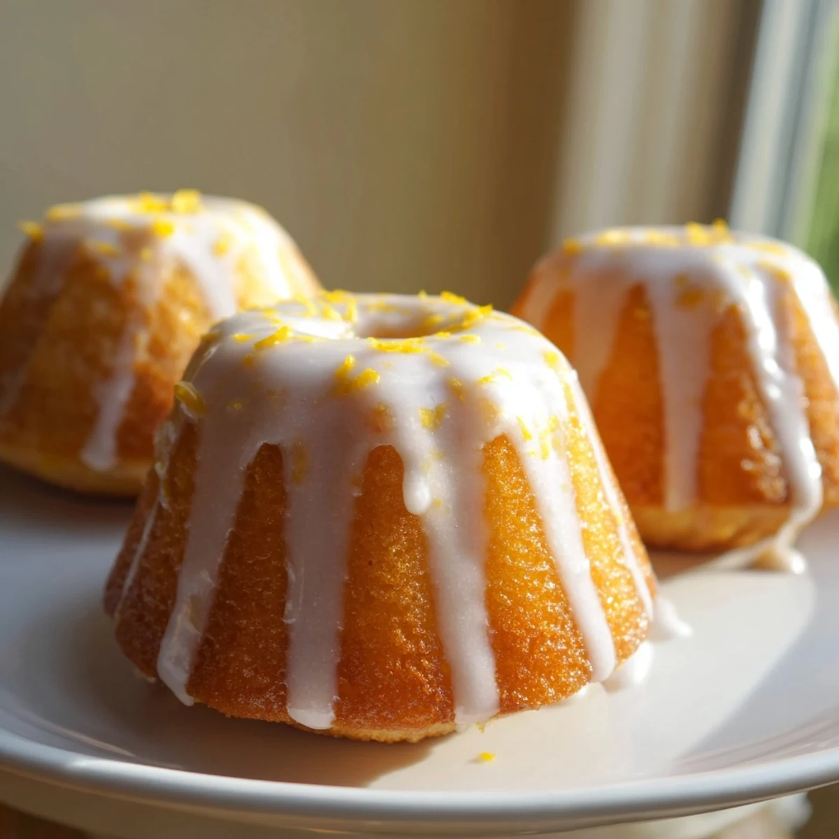 Moist mini lemon cakes with powdered sugar icing ready for teatime enjoyment