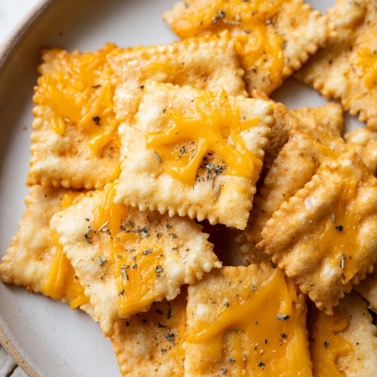 Close-up of spiced taco crackers fresh from the oven, perfectly golden and crunchy