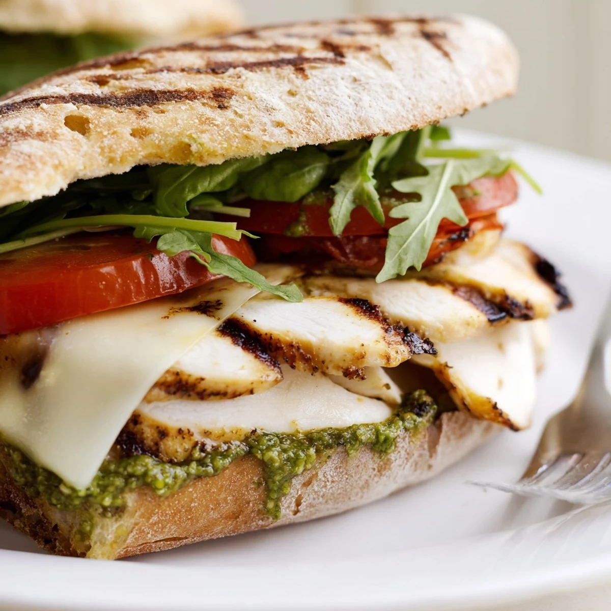 Chicken Pesto Sandwich Recipe with juicy grilled chicken, melted mozzarella, fresh basil.  