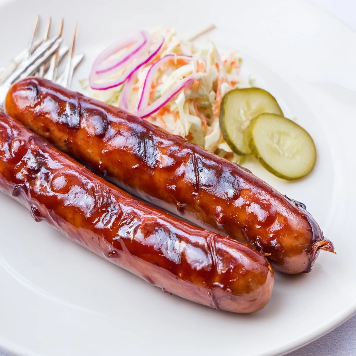 Grilled BBQ Sausage Recipe plated with toasted buns, tangy slaw, backyard vibes