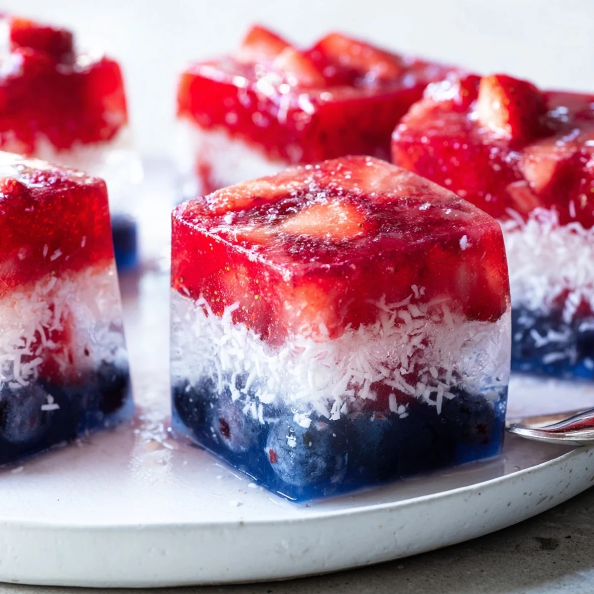 Sparkling picnic garnish: Red White And Blue Ice Cubes Recipe layered vividly