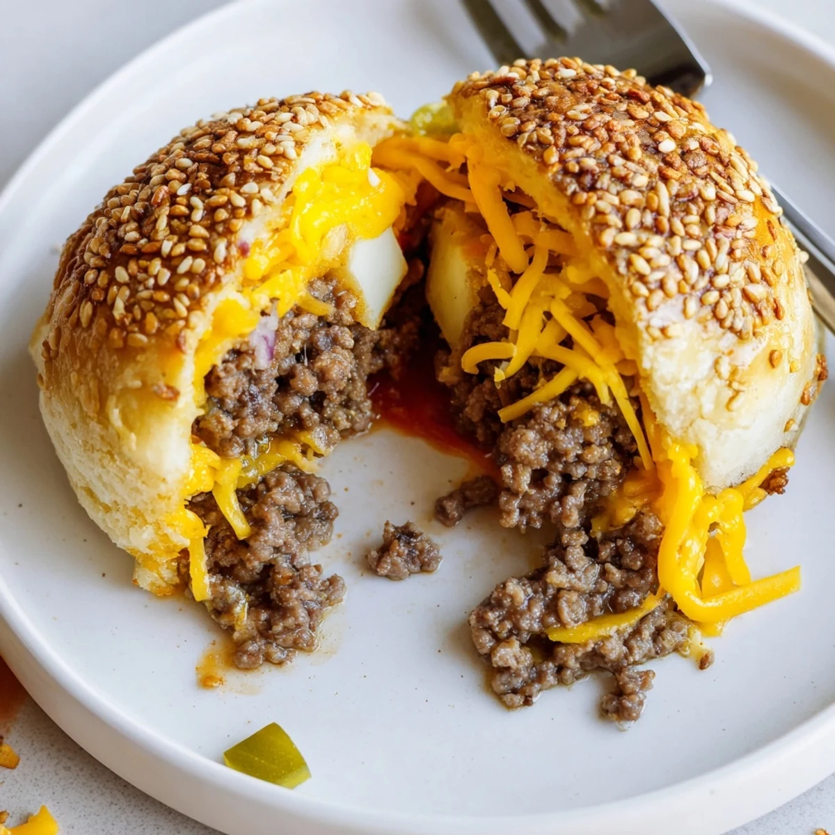 Cheesy Cheeseburger Bombs Explosion Recipe served warm with tangy ketchup dip nearby