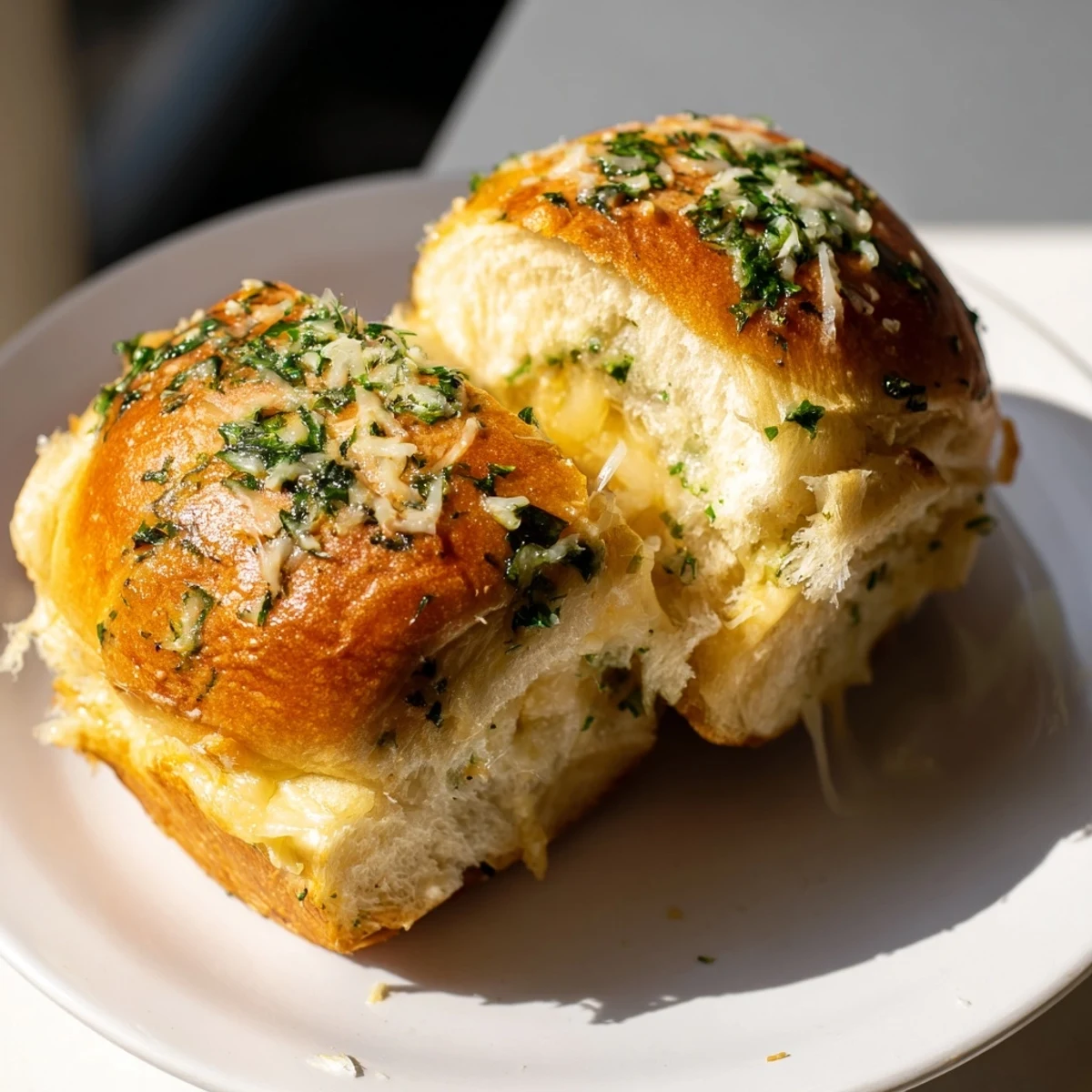 Baked Hawaiian roll sliders stuffed with gooey mozzarella and cheddar cheese