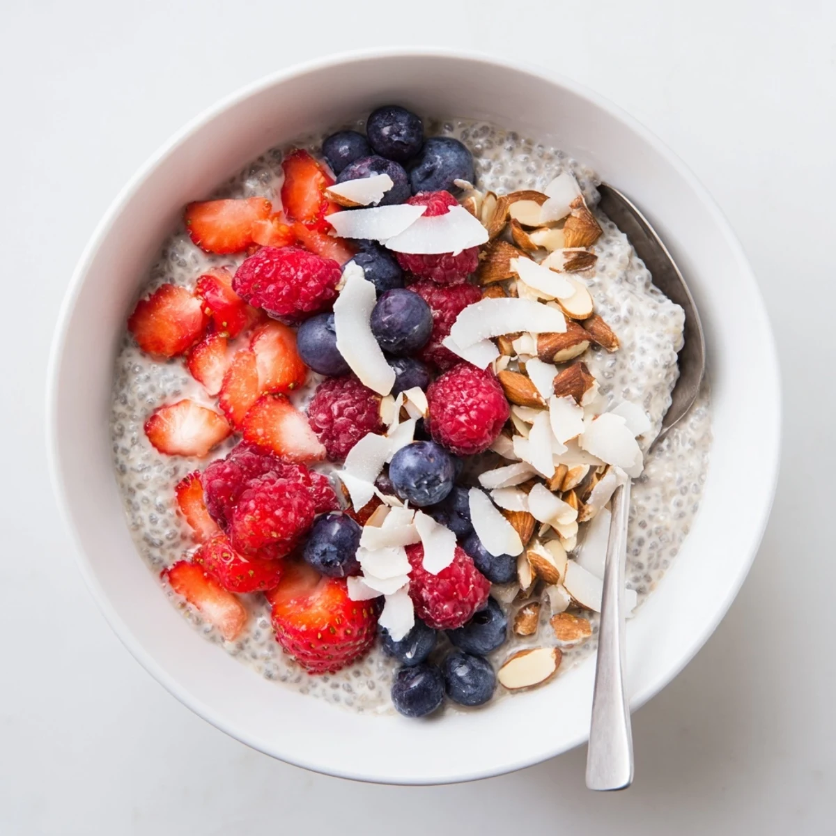 Overnight chia pudding recipes layered with mango and nuts for healthy breakfast bowls