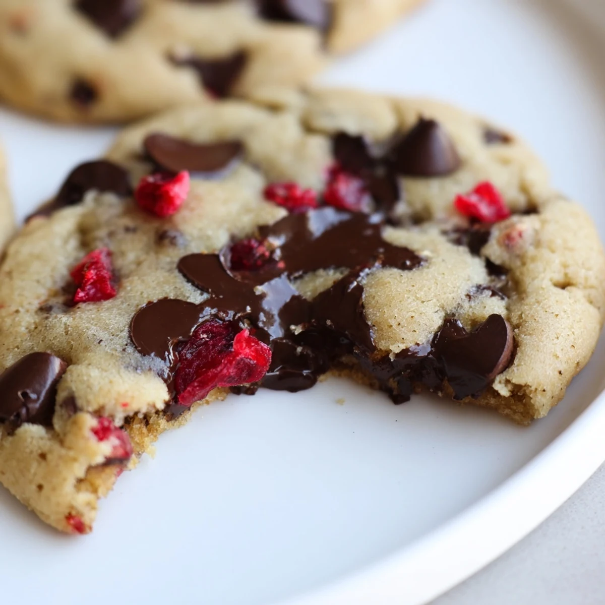 Soft golden maraschino cherry chocolate chip cookies studded with bright red cherries and melted chocolate chips