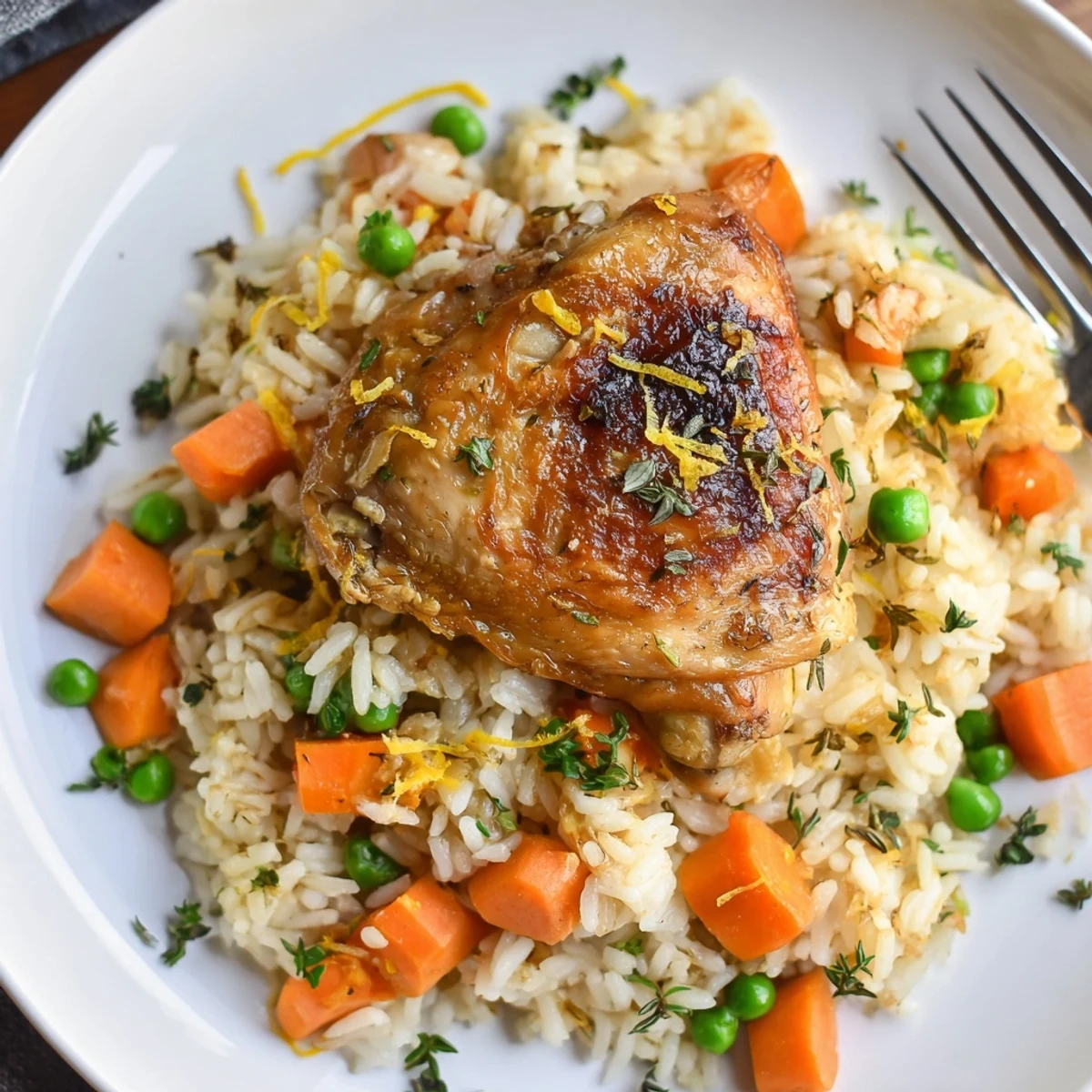 Fork-ready Slow Cooker Lemon Herb Chicken And Rice, herby steam, bright lemon zest
