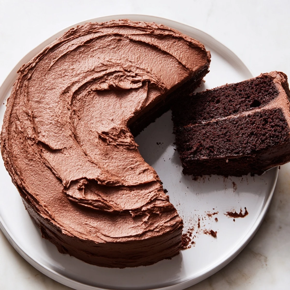 Homemade chocolate cake recipe served with steaming coffee, fork ready
