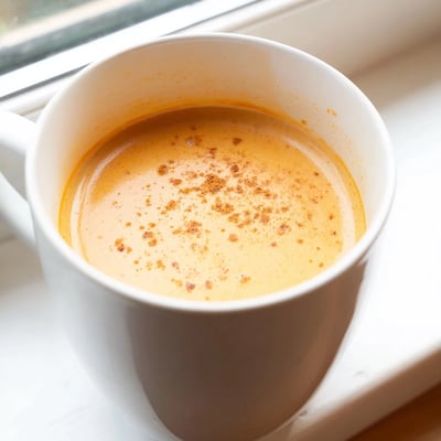 Vibrant purple Korean sweet potato latte poured into two rustic ceramic mugs